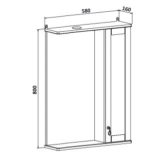 Зеркальный шкаф Runo правый Мерида 58 (00-00000740)